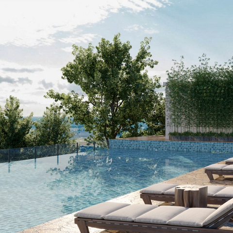 Текстурированная керамическая мозаичная плитка для бассейнов 97x97 мм-голуба