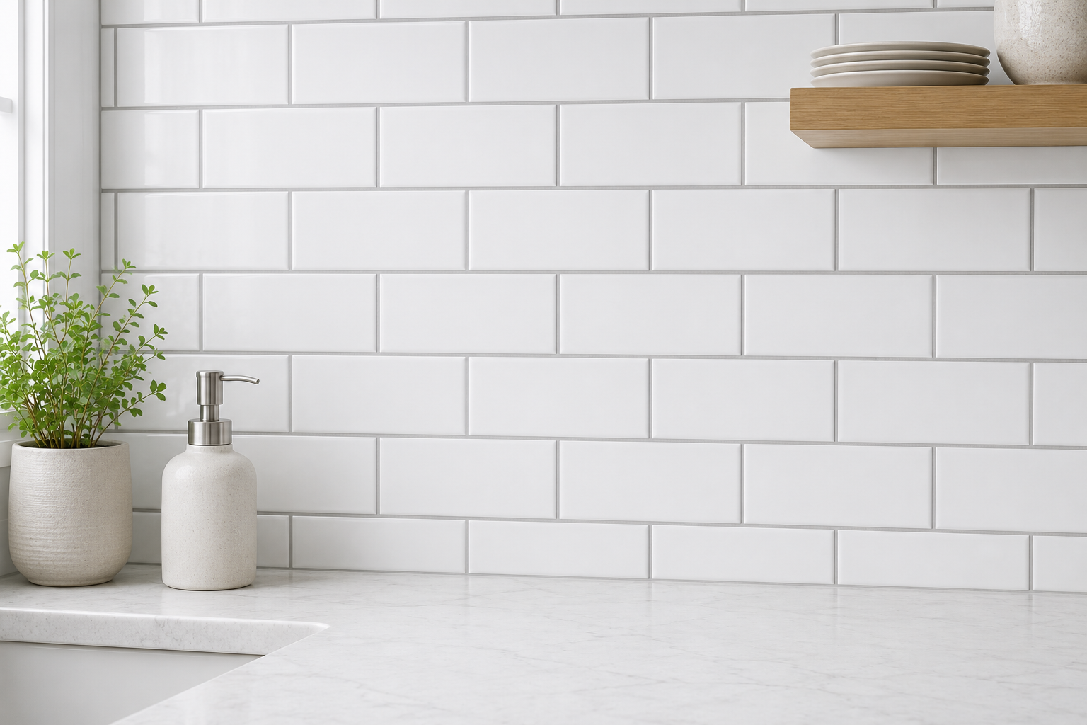 Белая плитка + светло-серая затирка Subway Tile.png