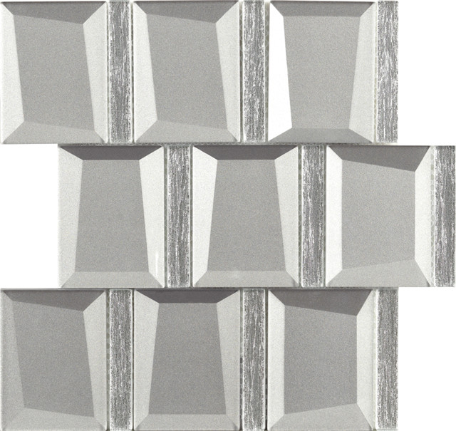 Черно -белая стеклянная плитка - 3dbevelled07