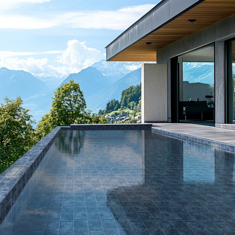 150 мм квадратный бассейн мозаичный синий