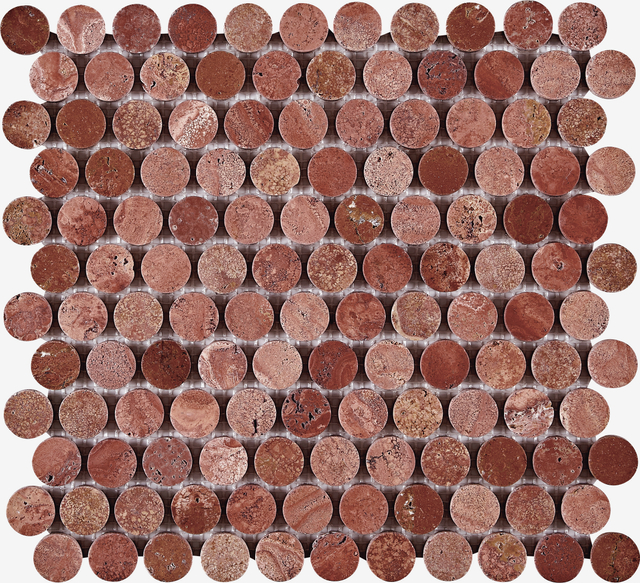 Красный травертин Penny Mosaic-TRR12