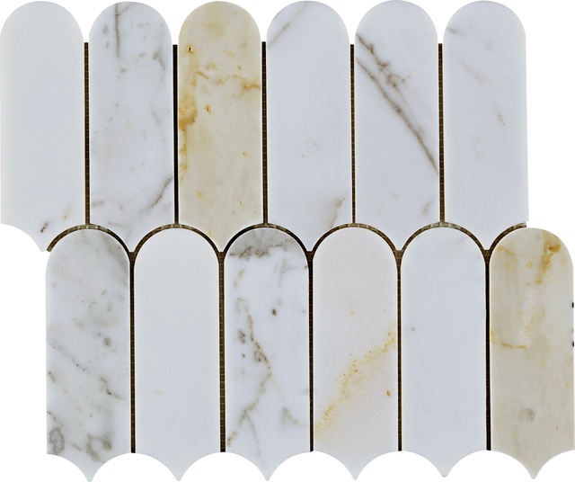 Мраморная мозаика Calacatta Gold Fish Scale-CAG21