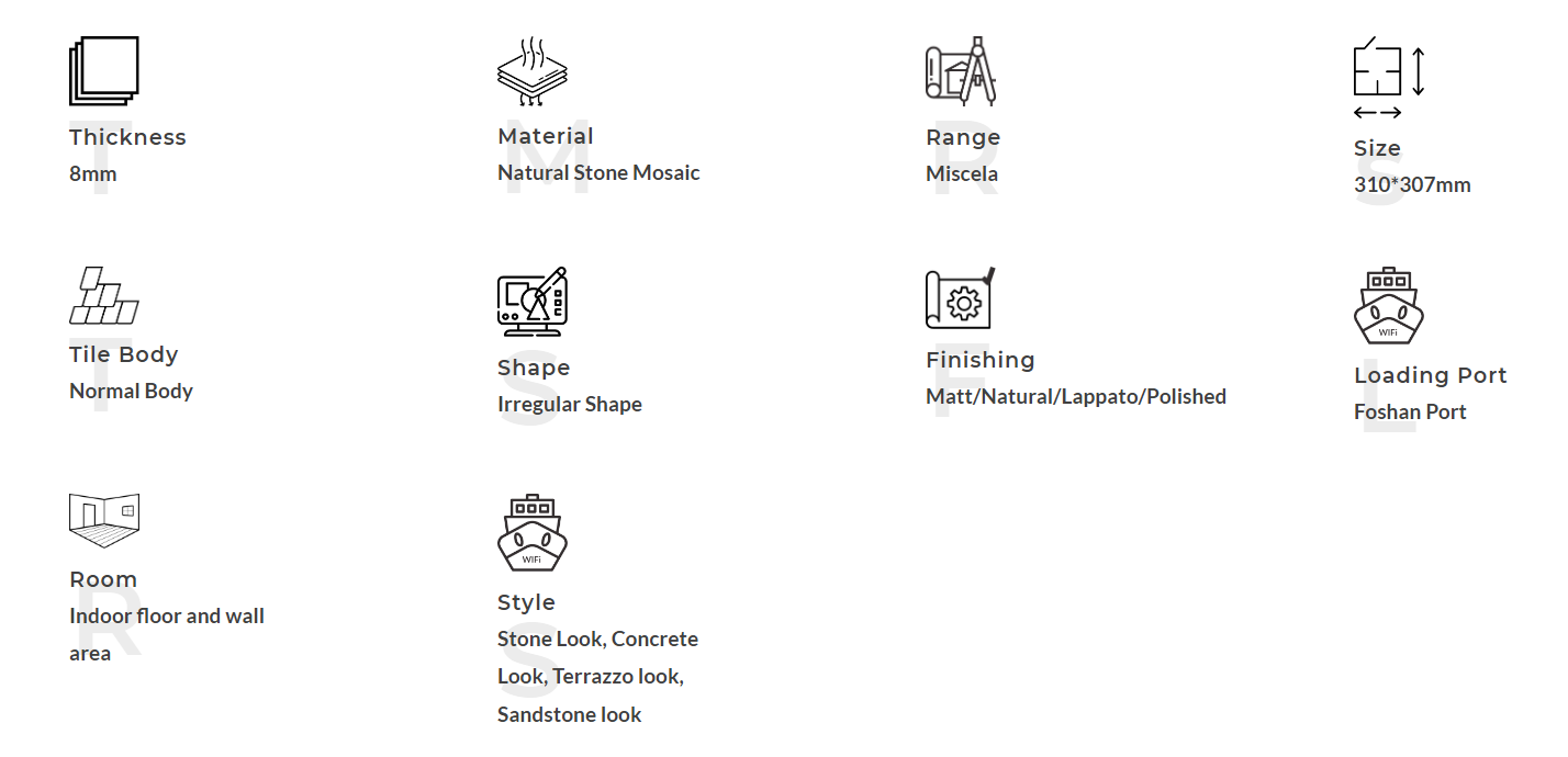 Мозаика из натурального камня-Шеверон