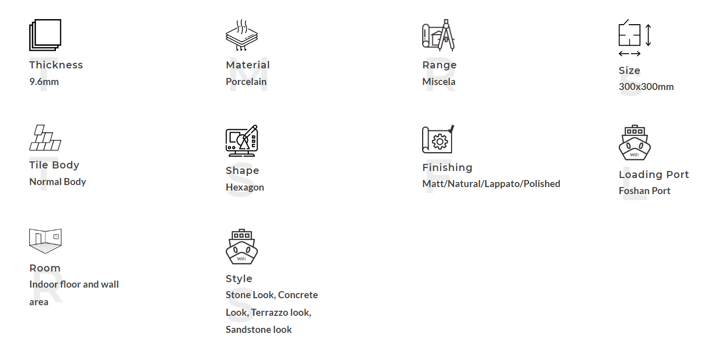 Фарфоровый шестигранный мозаичный пакет