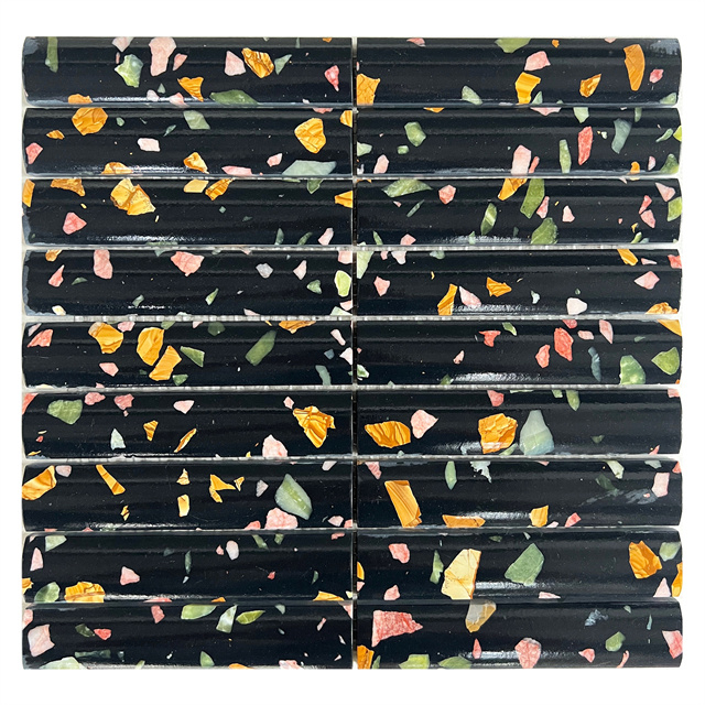 Черная терраццо мозаичная плитка