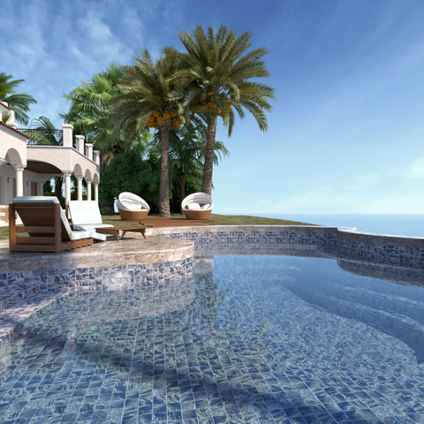 Матовая отделка бассейн мозаичная плитка 97x97mm-amazon blue