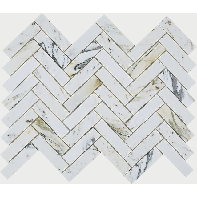Мраморная мозаика Kajin Gold Herringbone-ZGG20