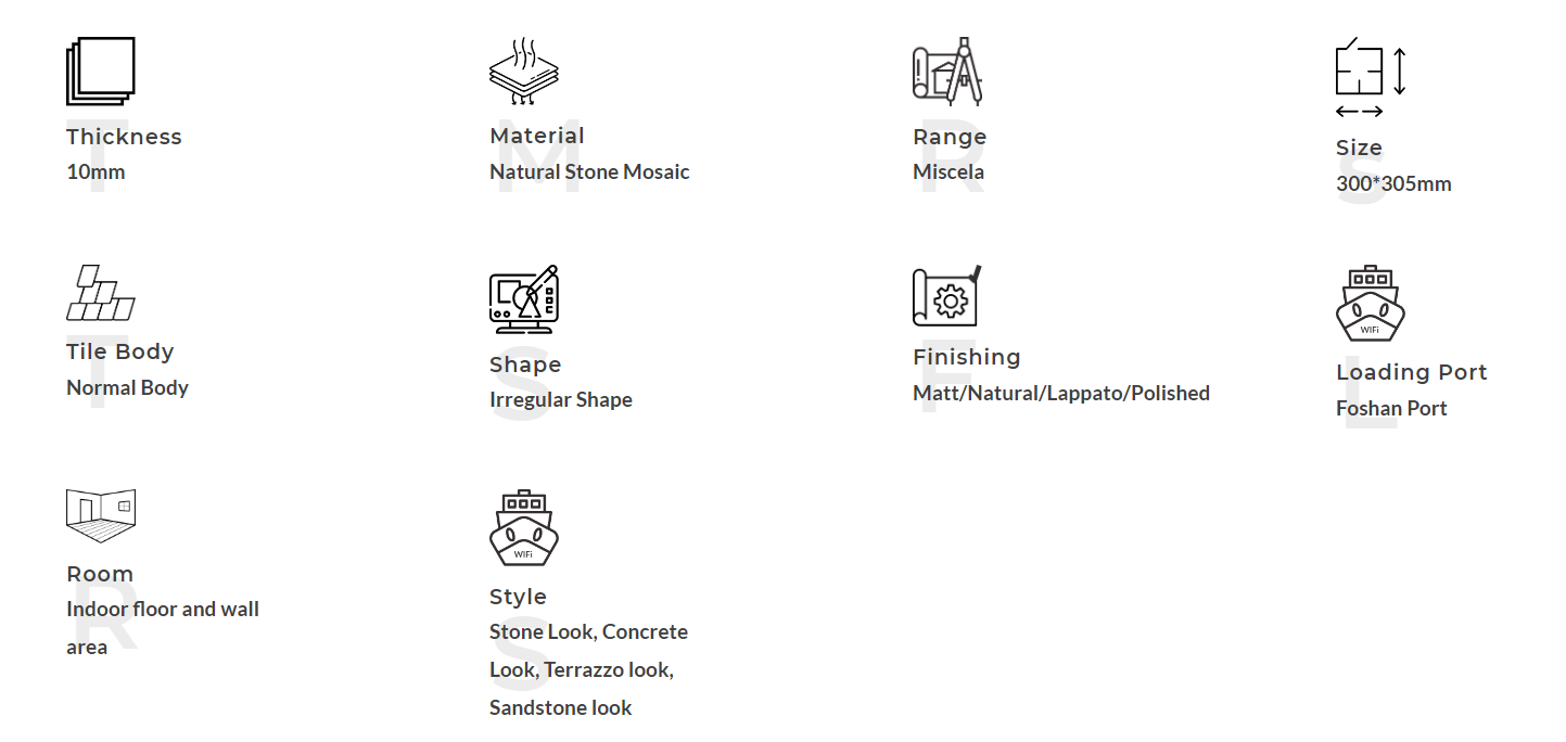 Натуральный камень, мрамор, мозаика-кирпич